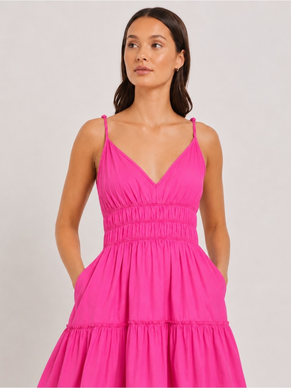 NWOT Rails Carmen Dress Azalea Pink Organic Cotton Lyocell Smocked Mini S